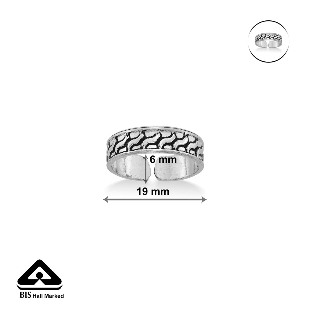 Elegant Drift Oxidized Silver Toe Ring