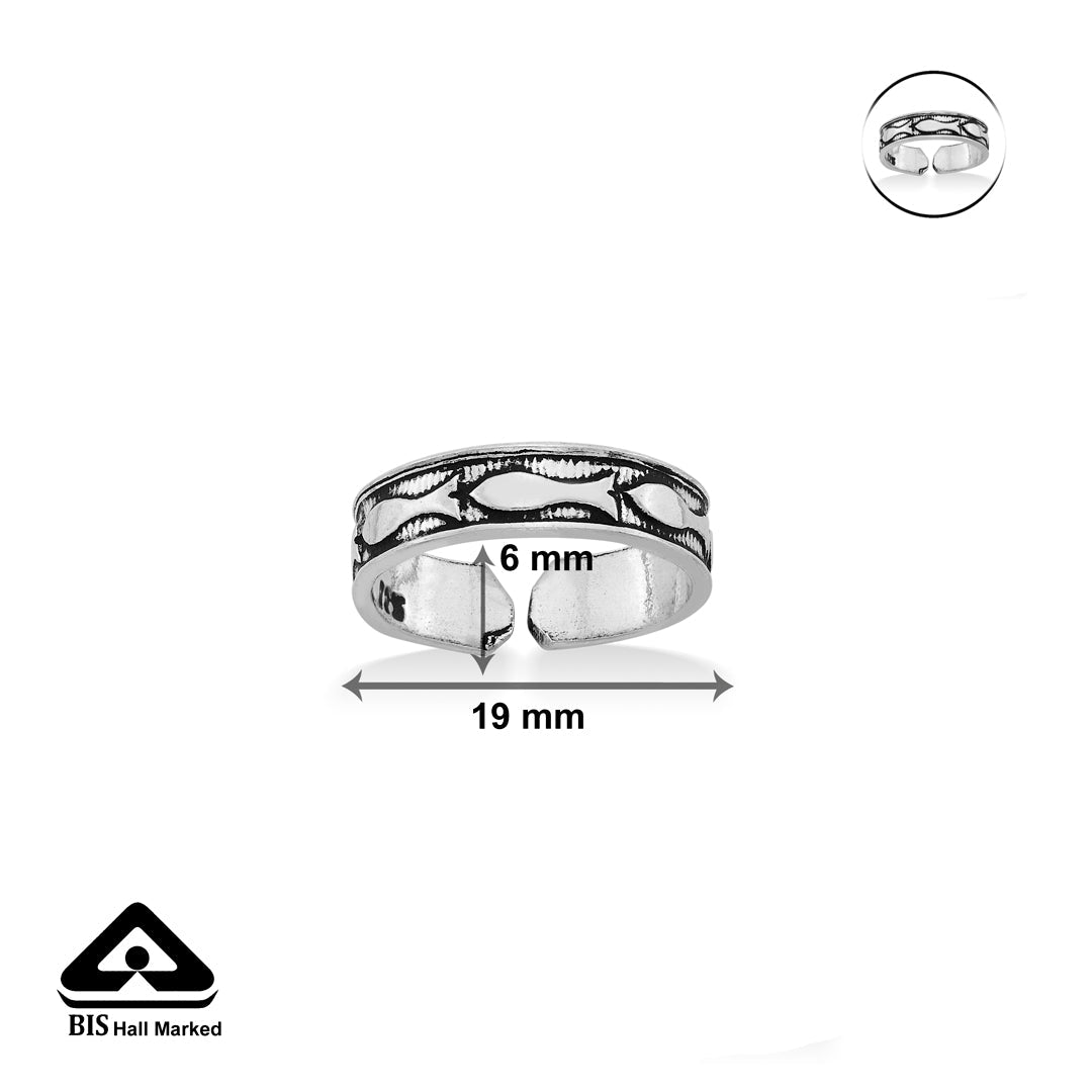 Mystic Line Oxidized Silver Toe Ring