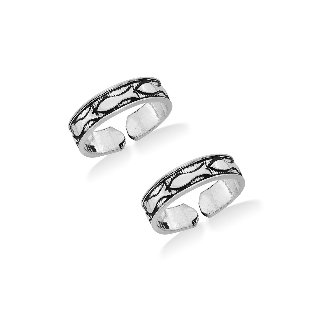 Mystic Line Oxidized Silver Toe Ring