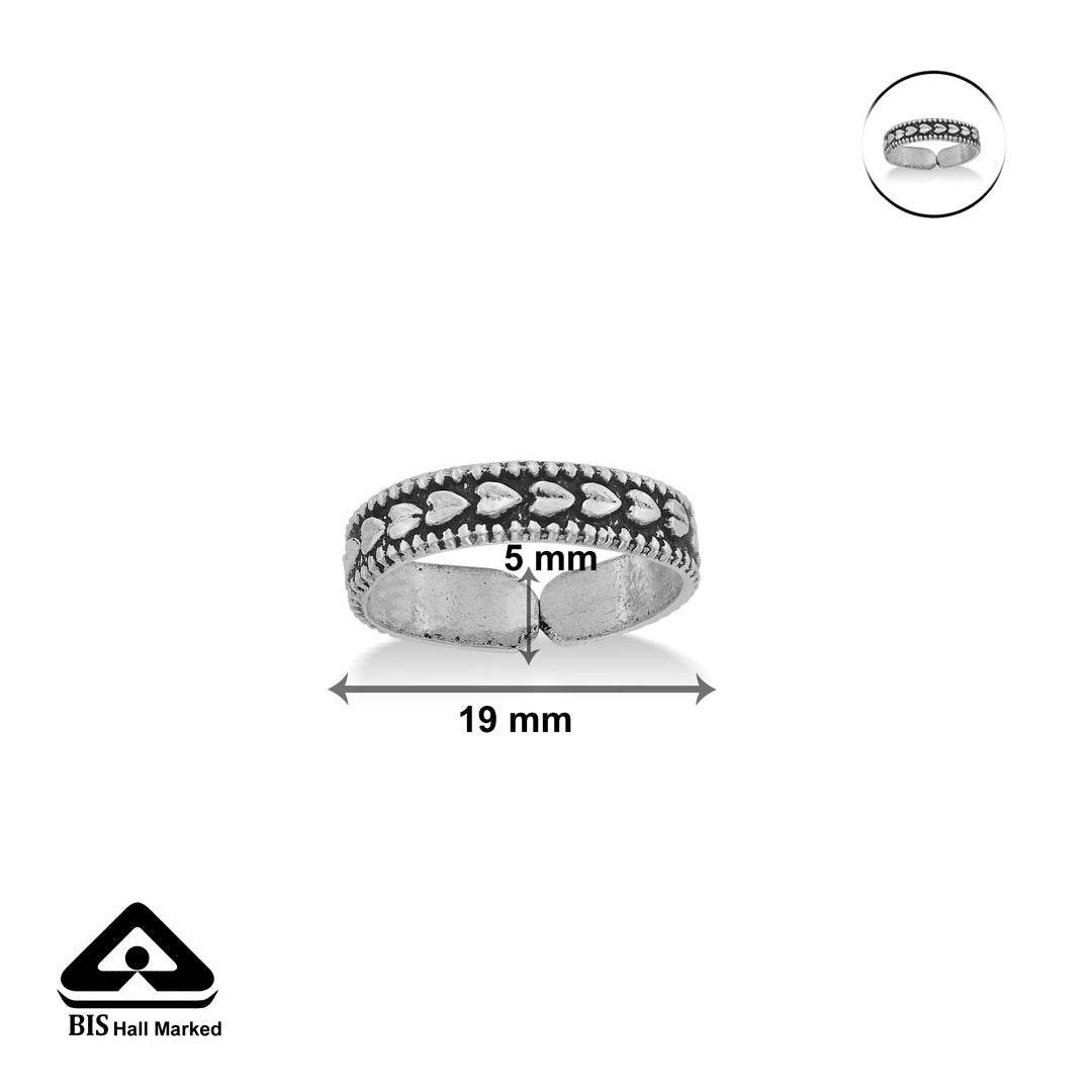 Heart Flutter Oxidized Silver Toe Ring