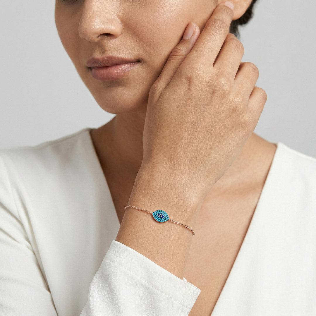 Nazar Roseate Silver Flexible Bracelet