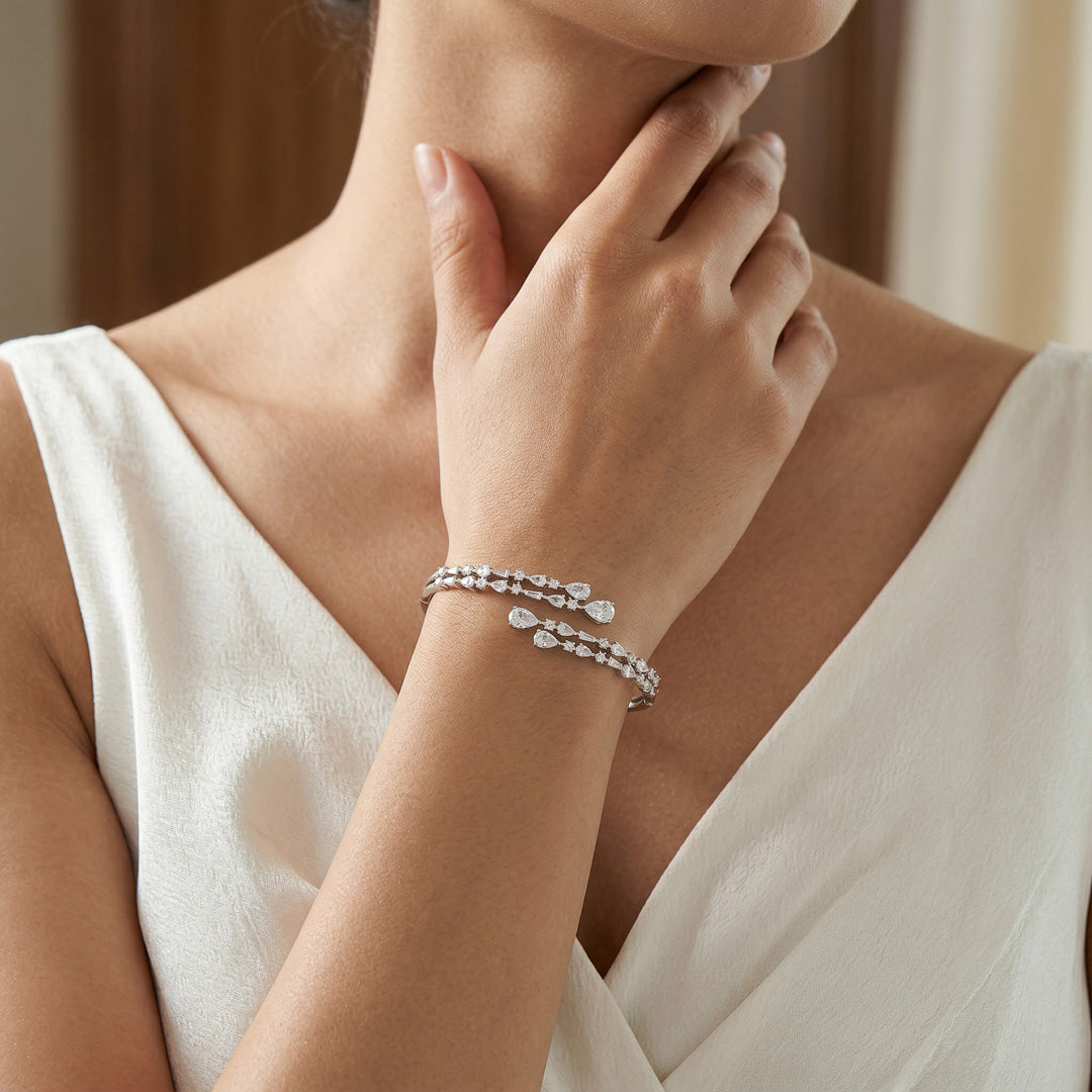 Drop Links Silver Oval Bracelet