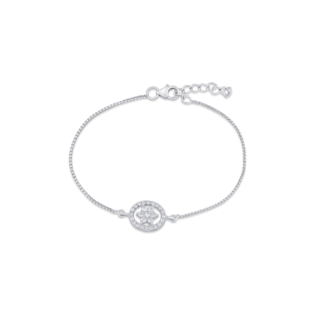 Oval Bloom Silver Flexible Bracelet
