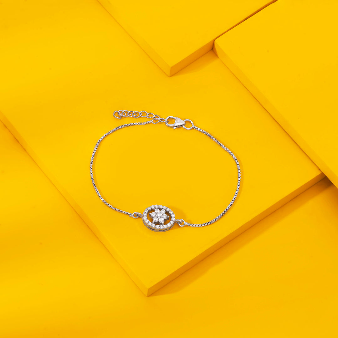 Oval Bloom Silver Flexible Bracelet