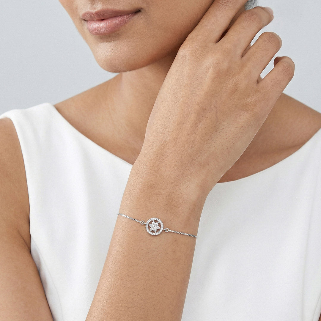 Oval Bloom Silver Flexible Bracelet
