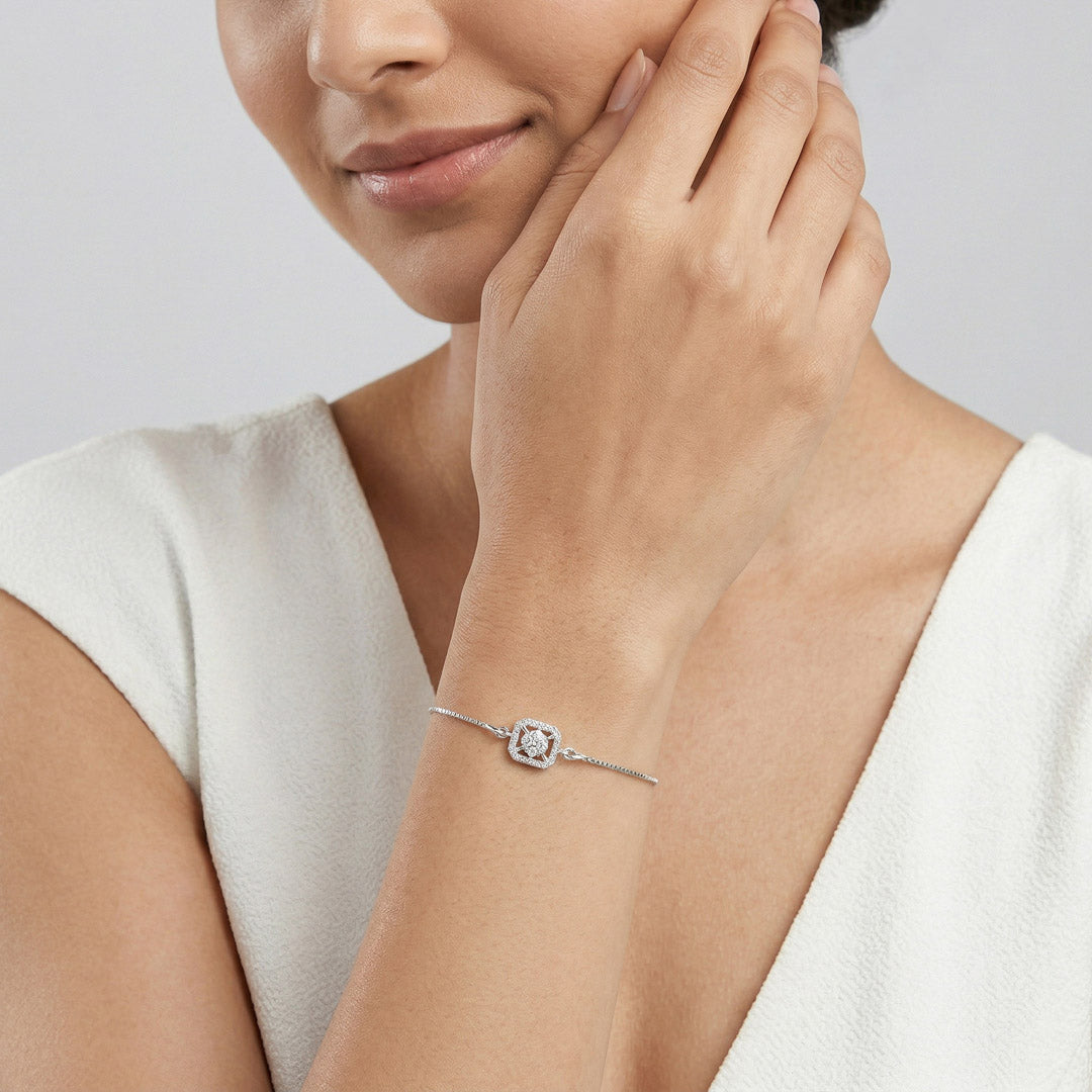 Edge Bloom Silver Flexible Bracelet