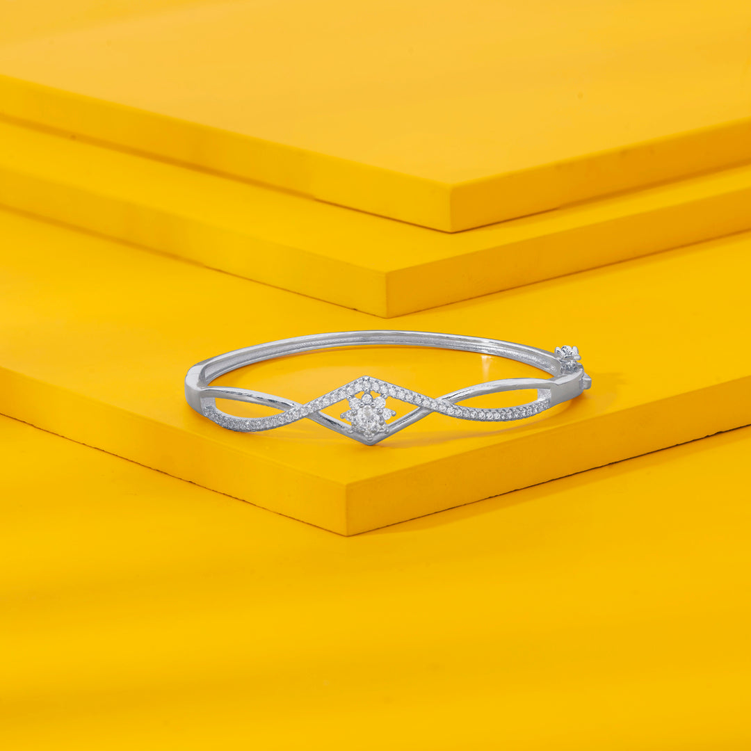 Crystal & Velvet Silver Oval Bracelet