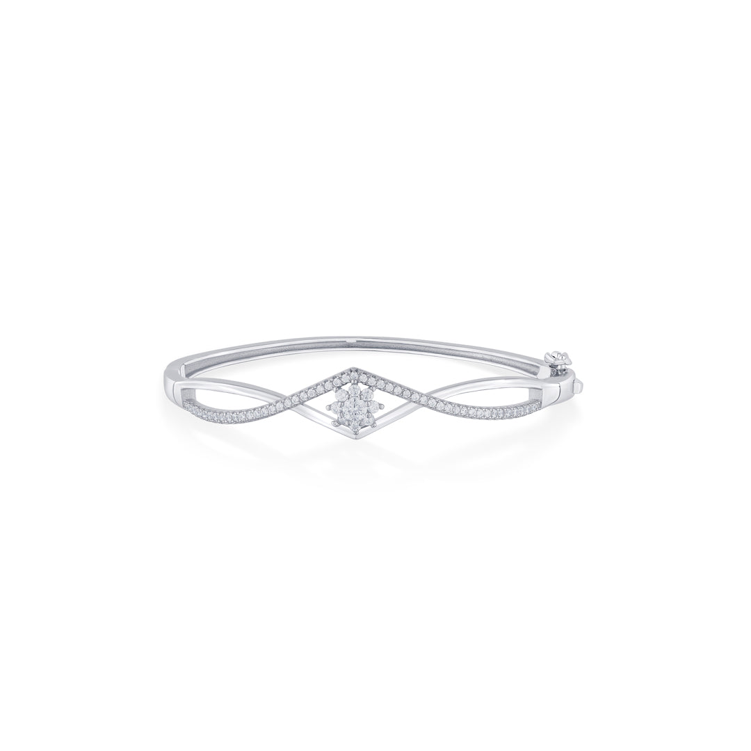 Crystal & Velvet Silver Oval Bracelet