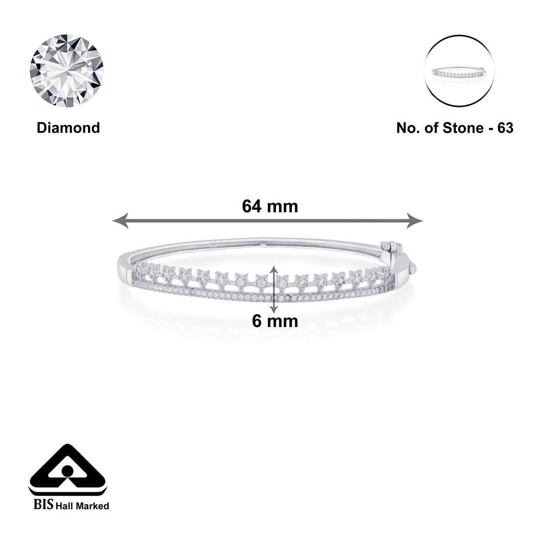 Linear Floret Silver Oval Bracelet