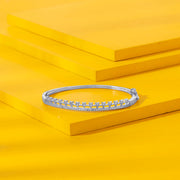 Linear Floret Silver Oval Bracelet