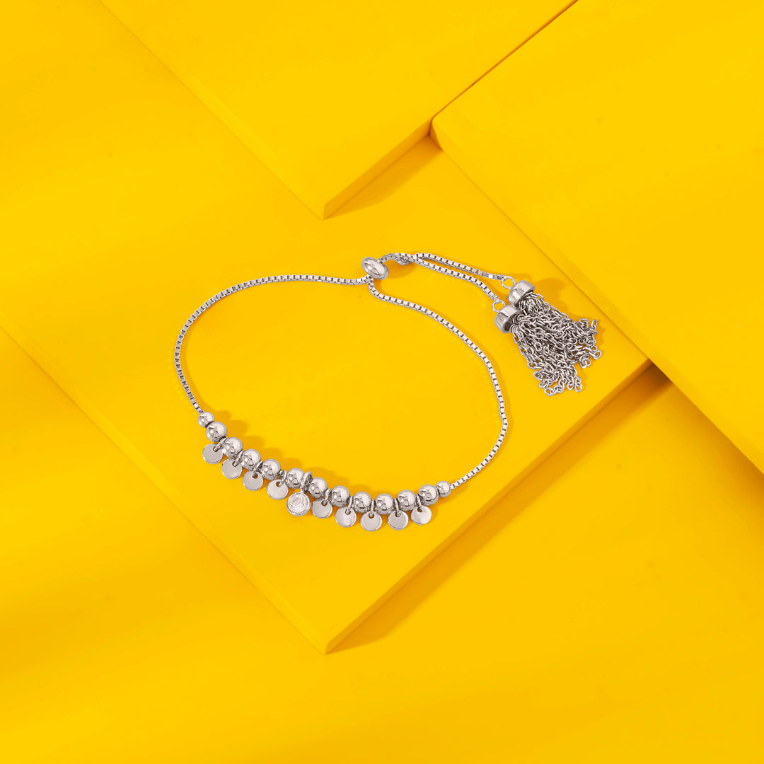 Sphere Chain Silver Adjustable Bracelet