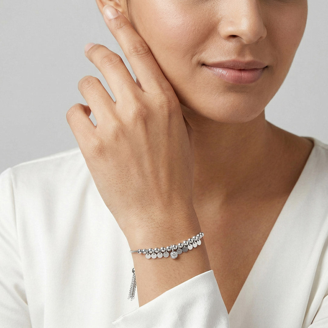 Sphere Chain Silver Adjustable Bracelet