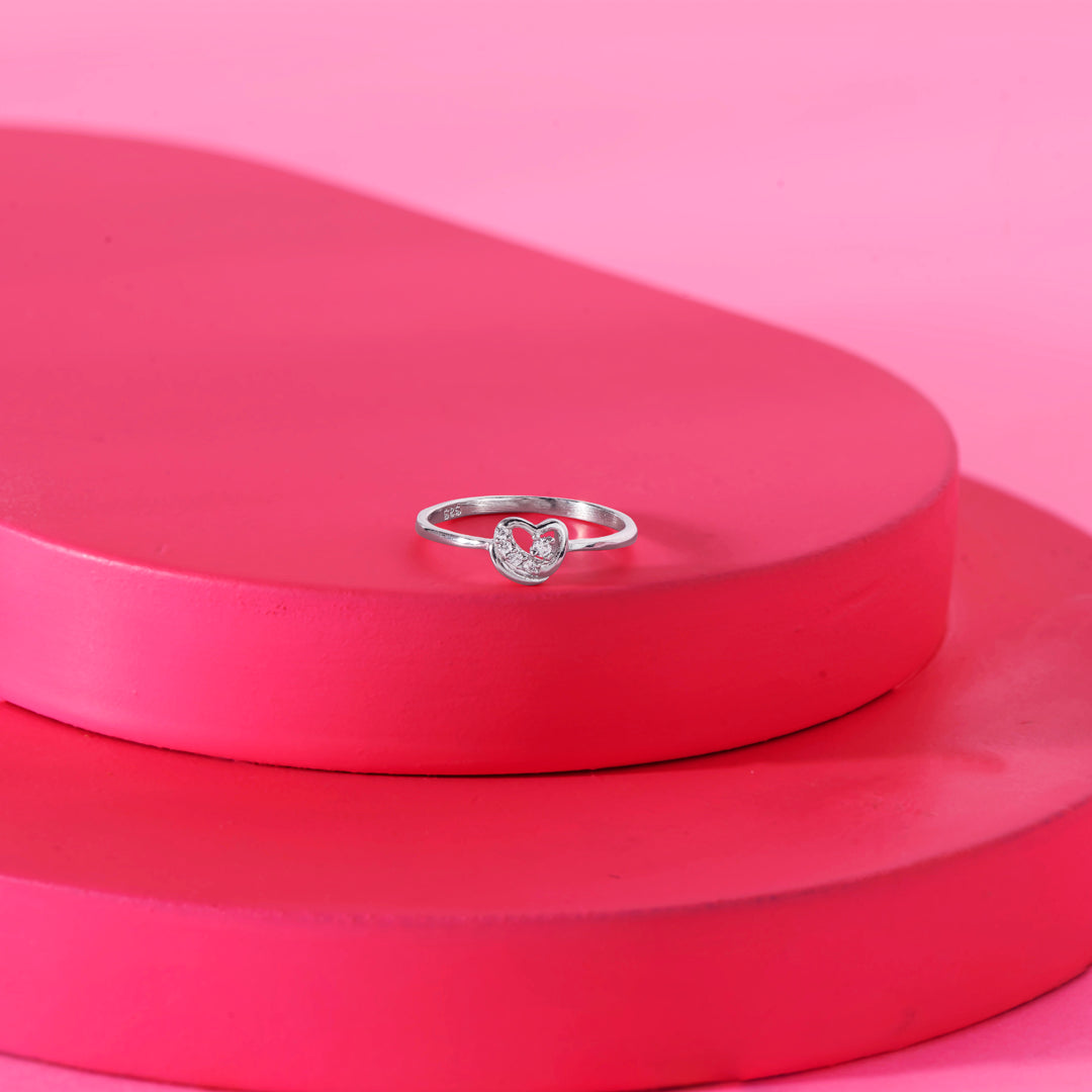Heart Flutter Silver Ring