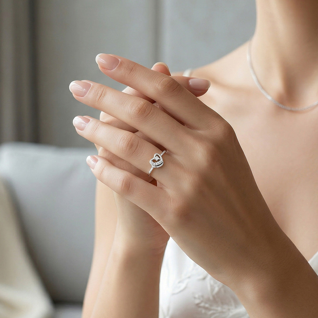 Heart Flutter Silver Ring