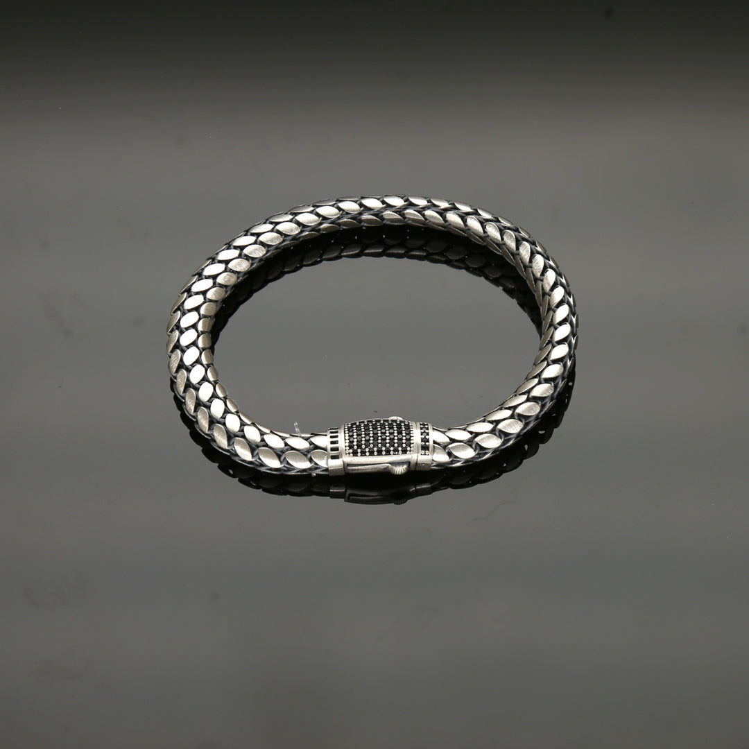 Serpentine Strength Mens Silver Bracelet