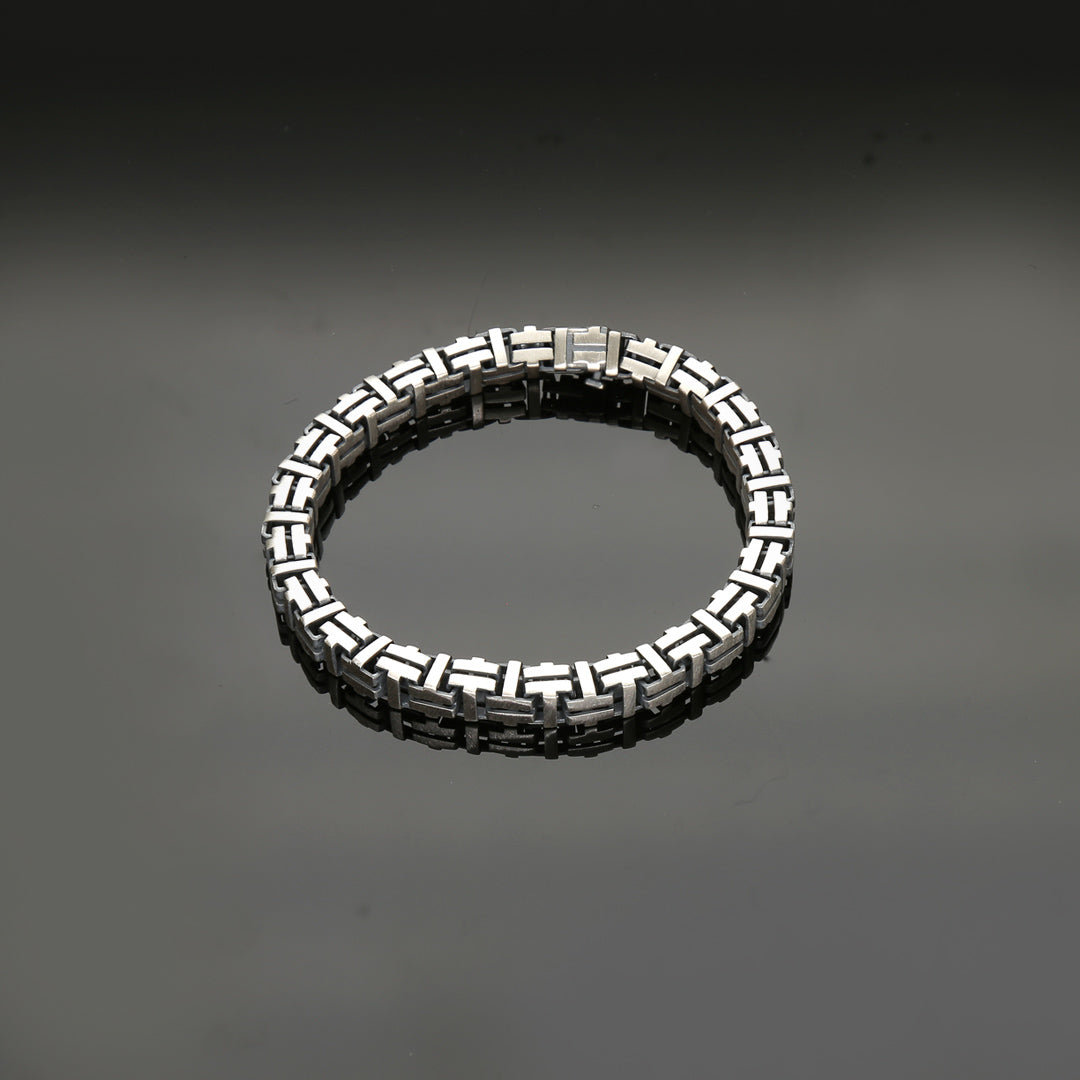 Squared Links Mens Silver Bracelet