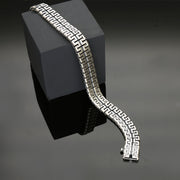 Square Wave Mens Silver Bracelet