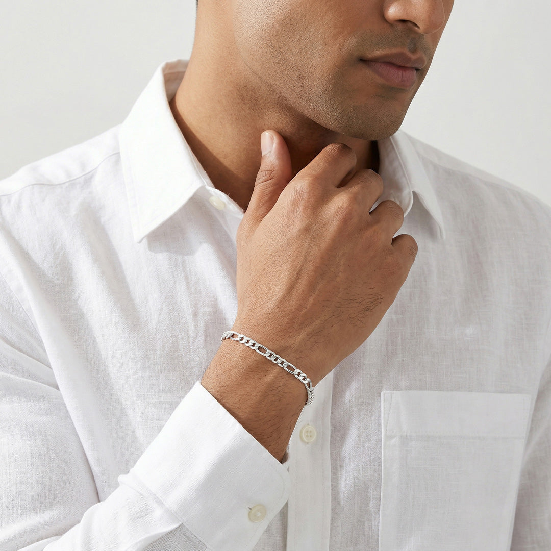 Edge Link Silver Men's Bracelet