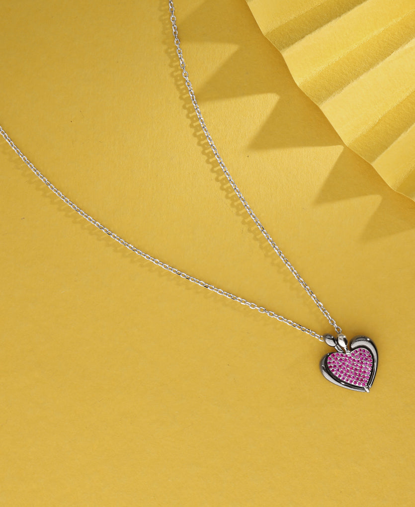 Heart Etch Silver Necklace