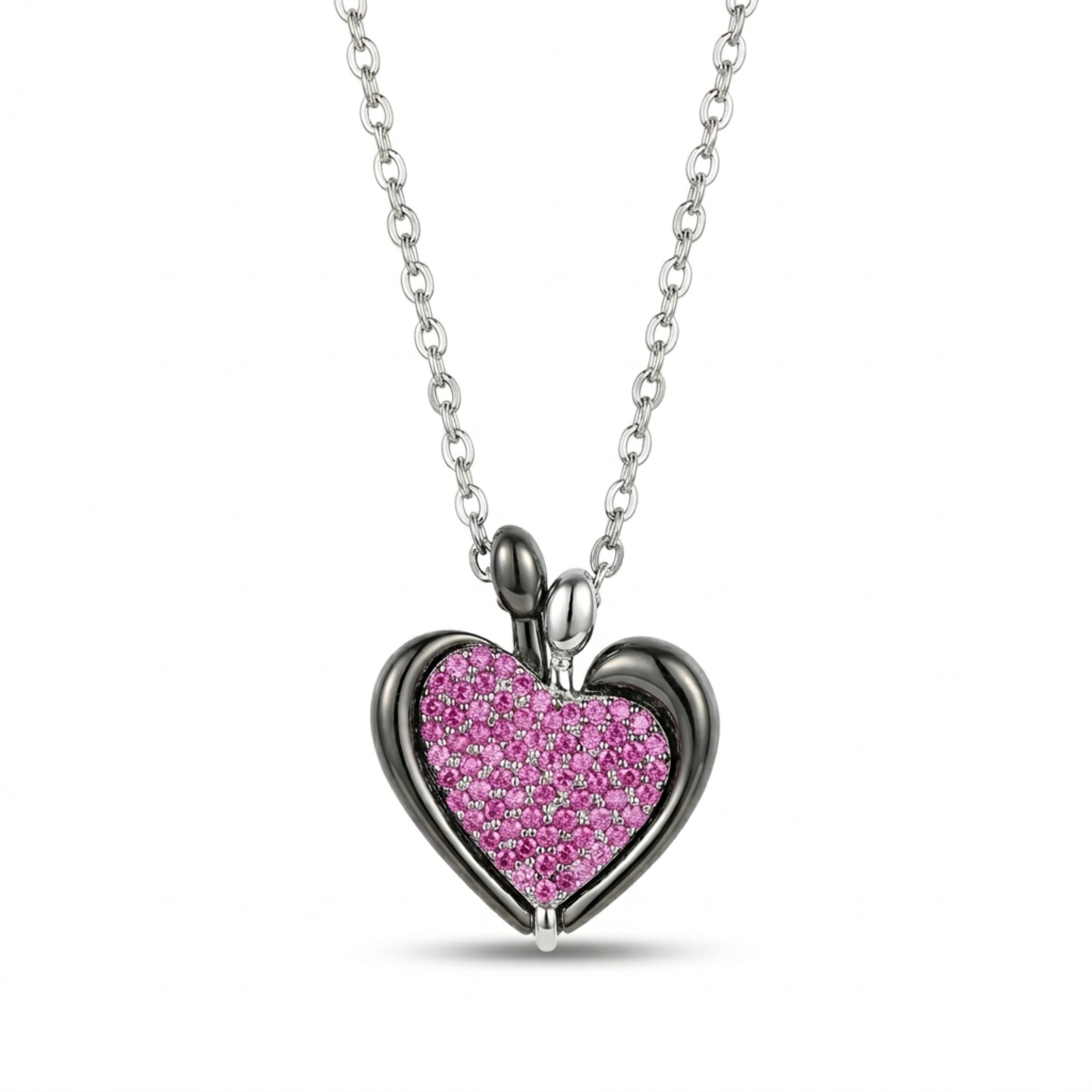 Heart Etch Silver Necklace
