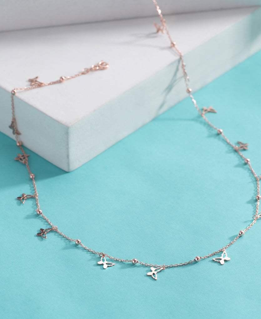 Silver Butterfly Charm Necklace