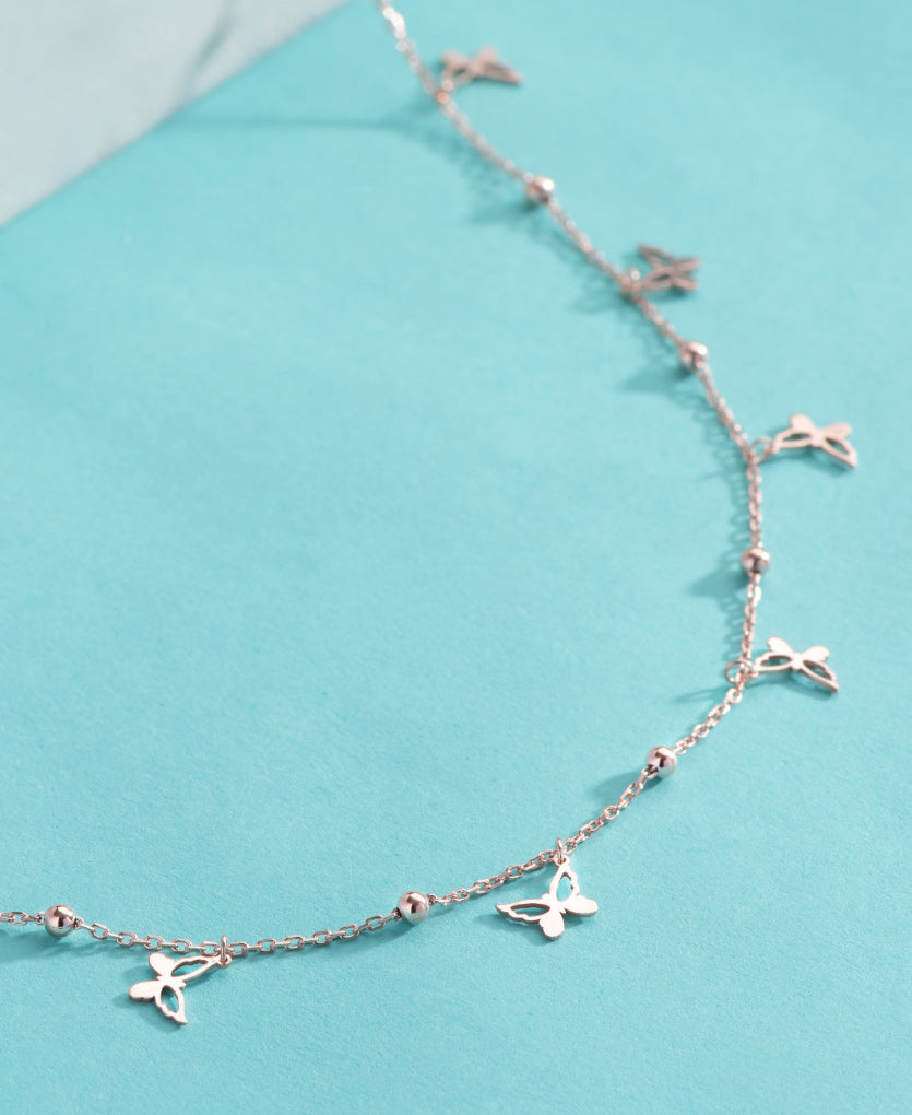 Silver Butterfly Charm Necklace