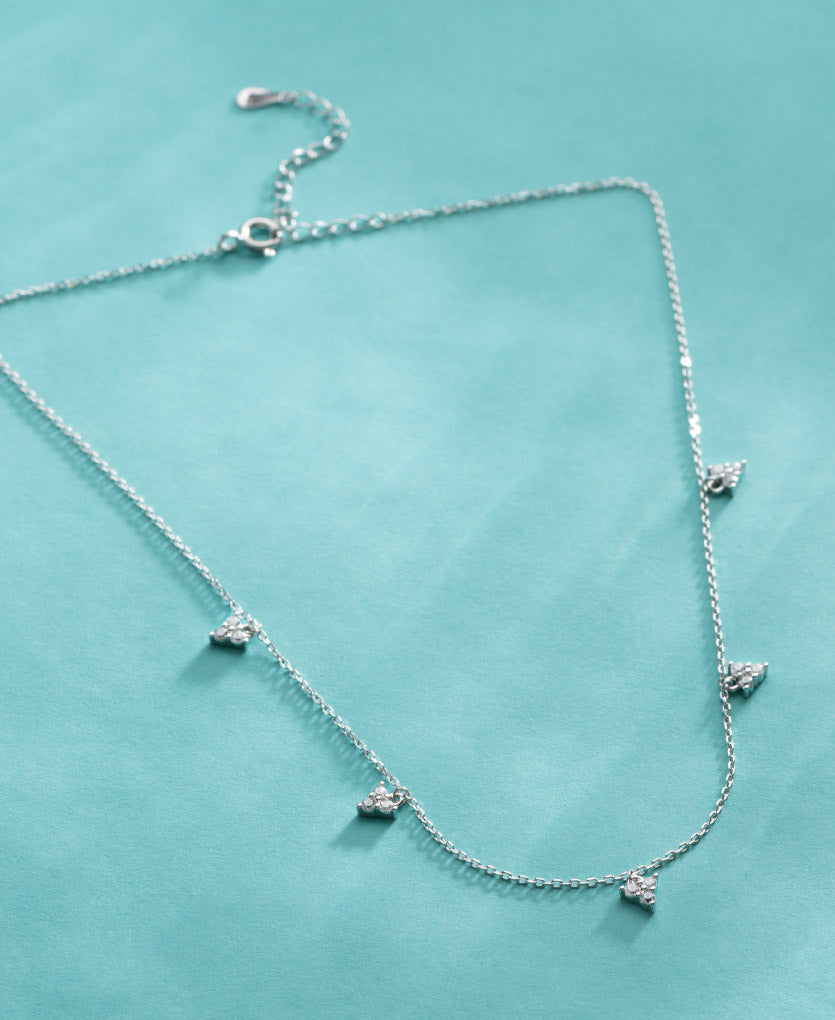 Dainty Silver Necklace With Celestial Charms