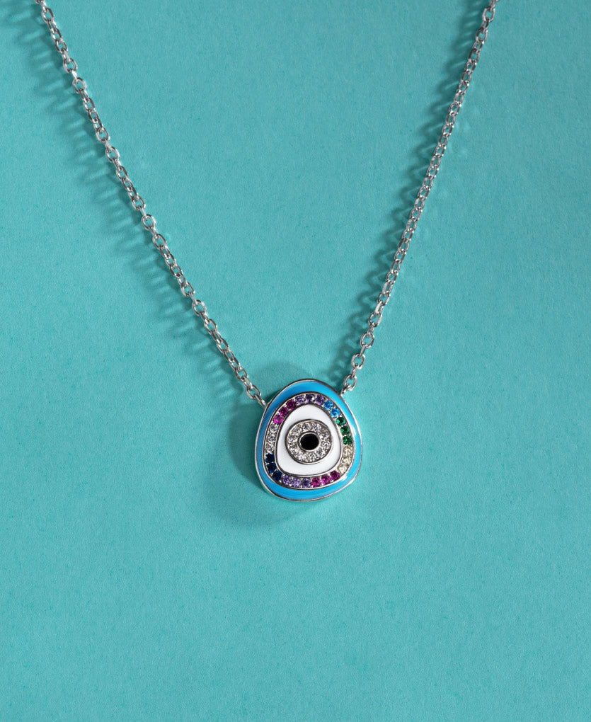 Silver Evil Eye Necklace For Protection And Good Luck