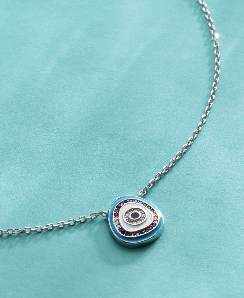 Silver Evil Eye Necklace For Protection And Good Luck