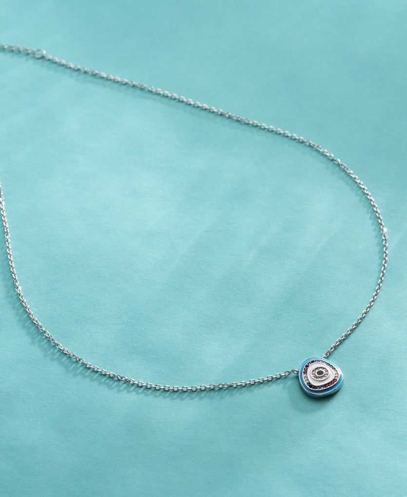 Silver Evil Eye Necklace For Protection And Good Luck