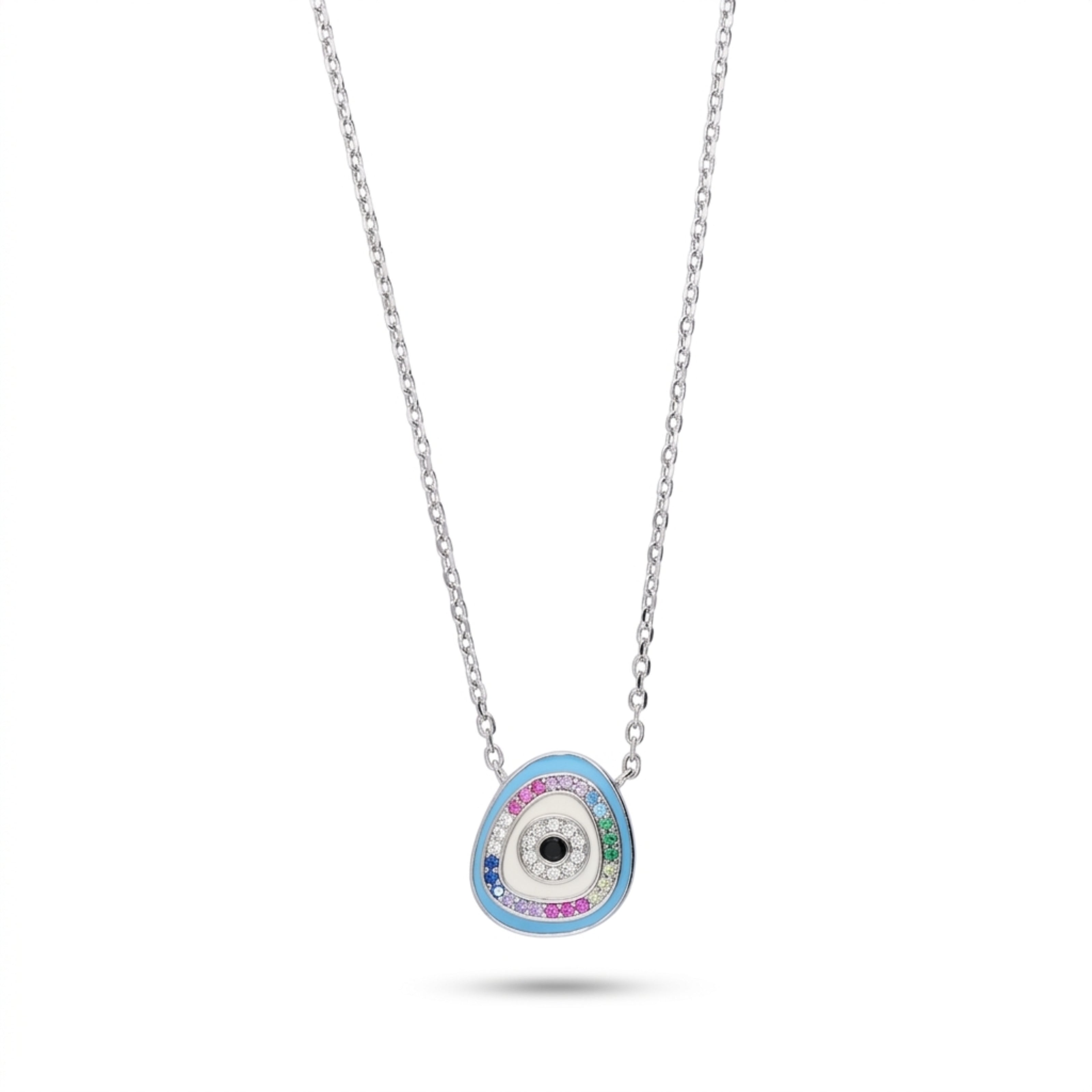 Silver Evil Eye Necklace For Protection And Good Luck