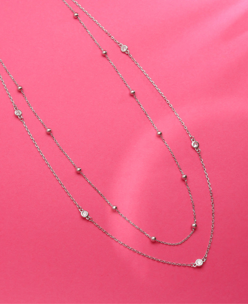 Sparkling Silver Necklace With Celestial Charms