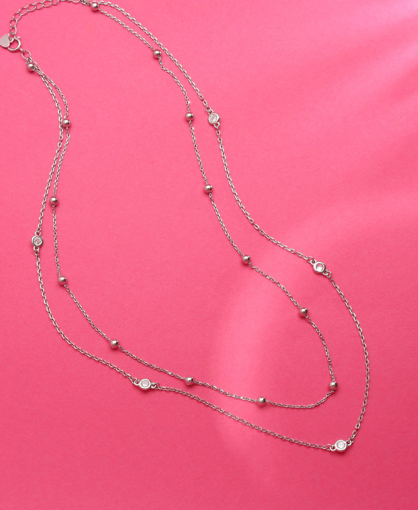 Sparkling Silver Necklace With Celestial Charms