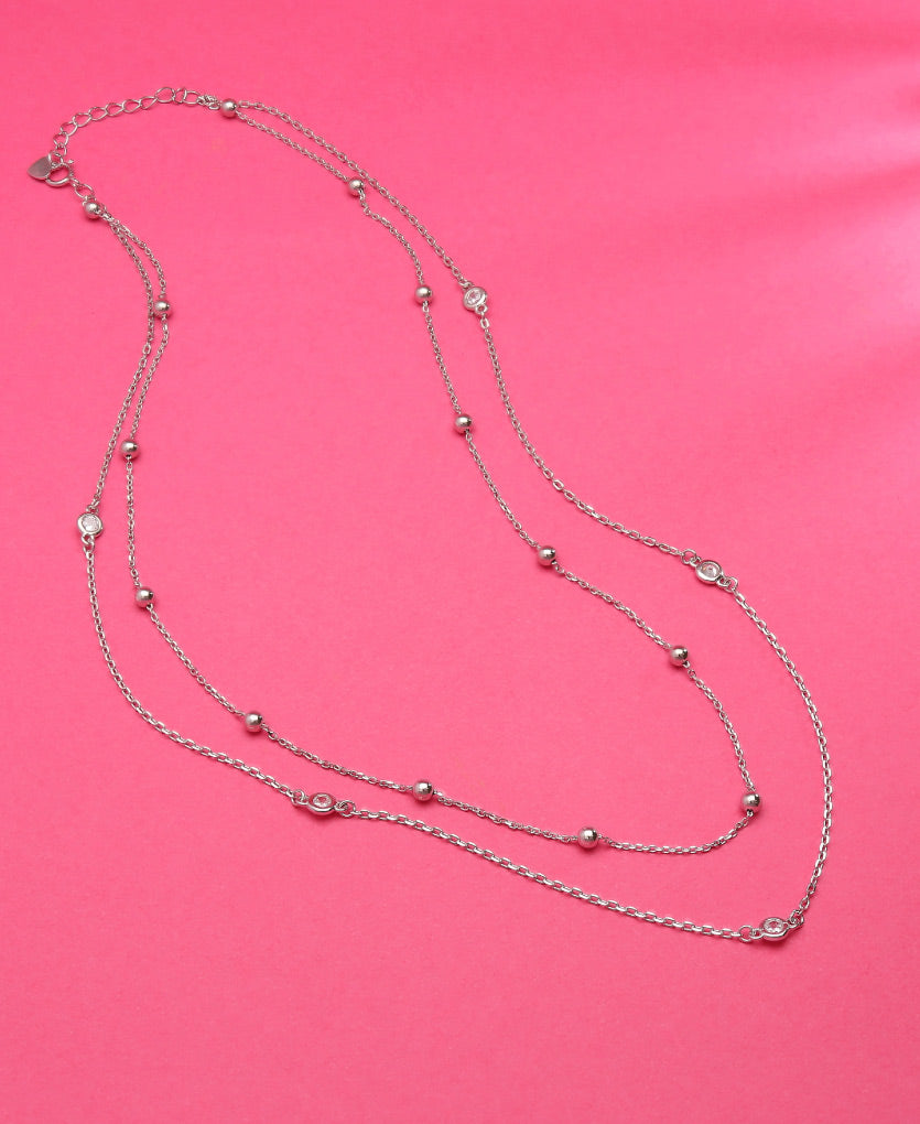 Sparkling Silver Necklace With Celestial Charms