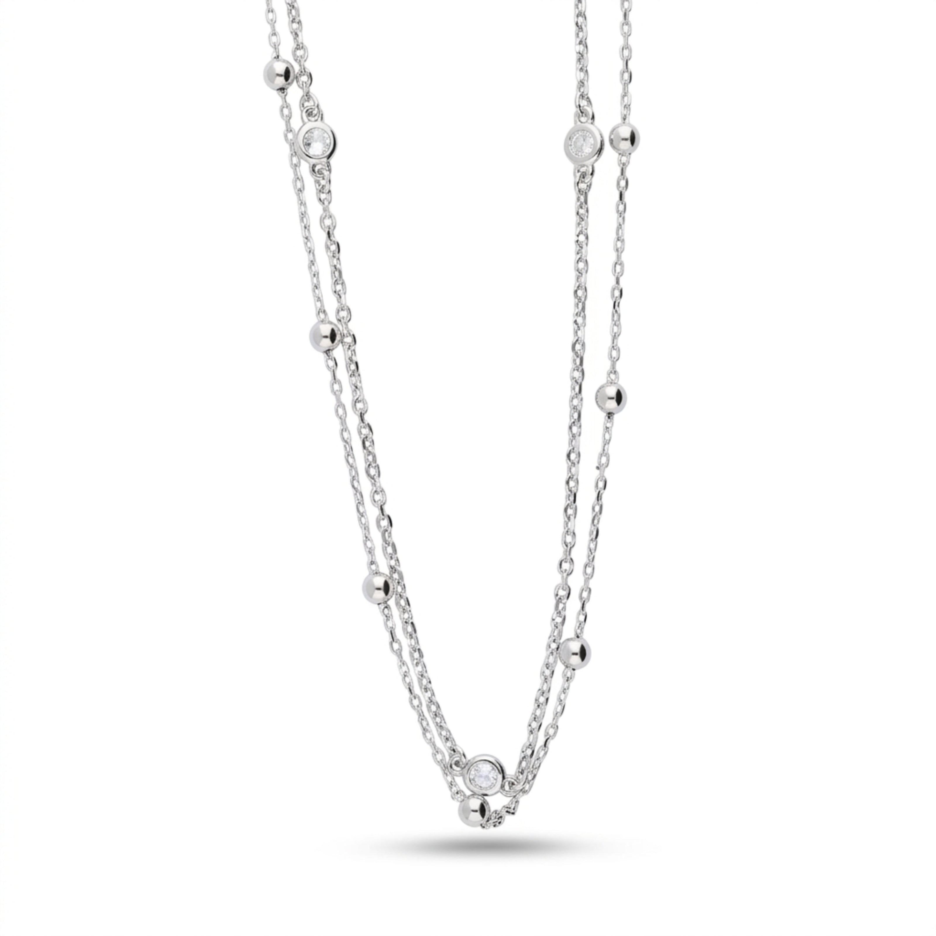Sparkling Silver Necklace With Celestial Charms