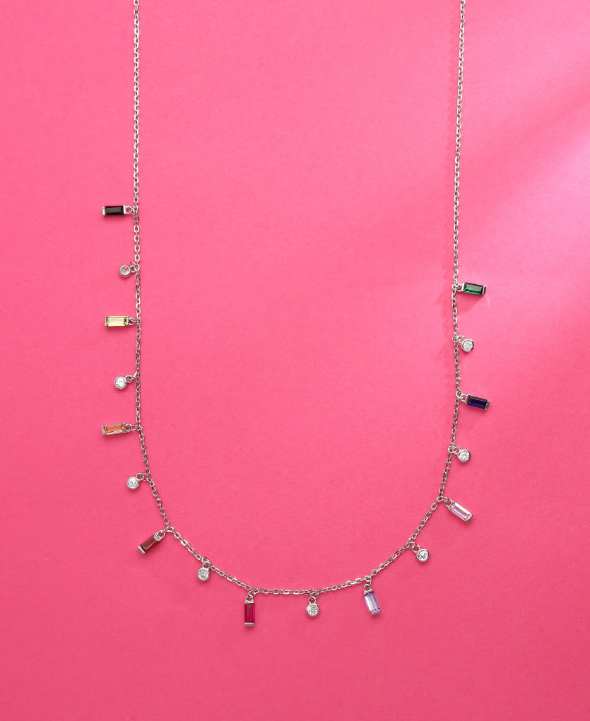 Glimmering Silver Necklace With Stars And Hearts
