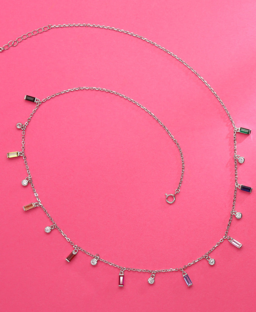 Glimmering Silver Necklace With Stars And Hearts