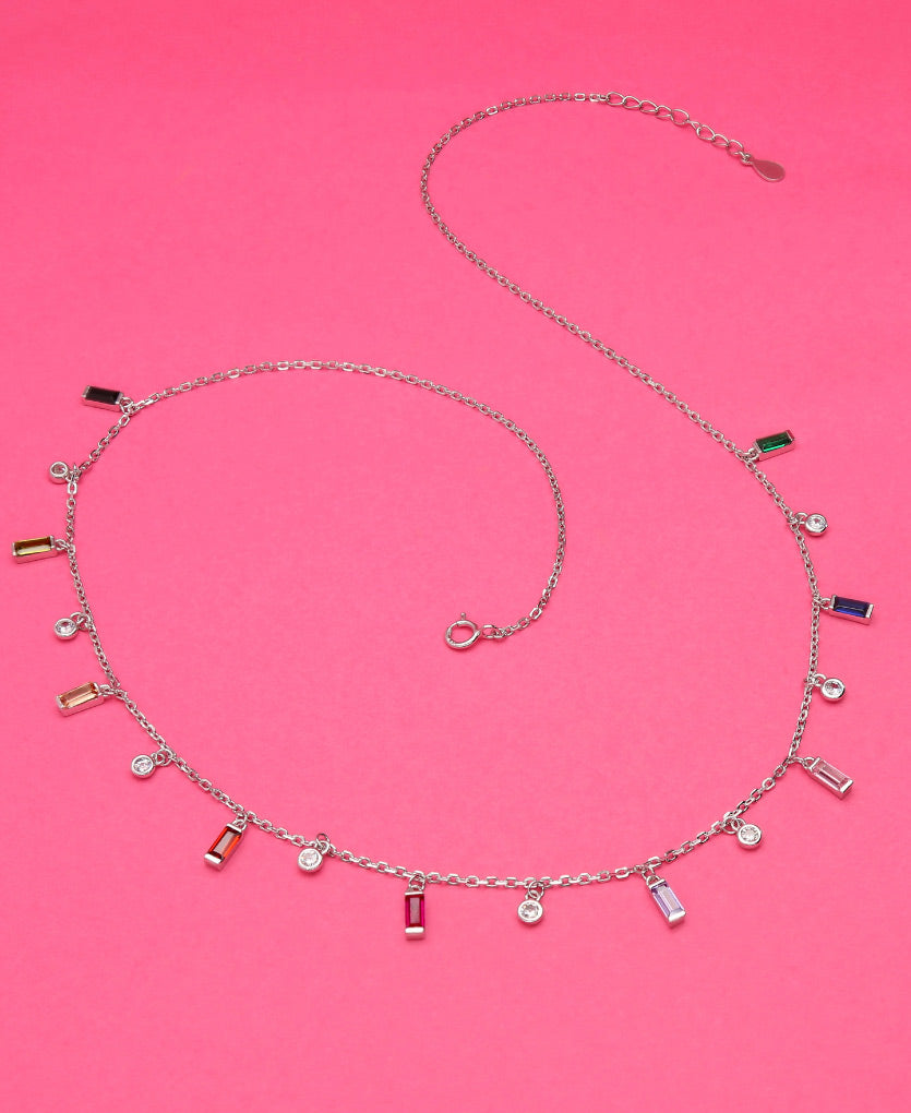 Glimmering Silver Necklace With Stars And Hearts