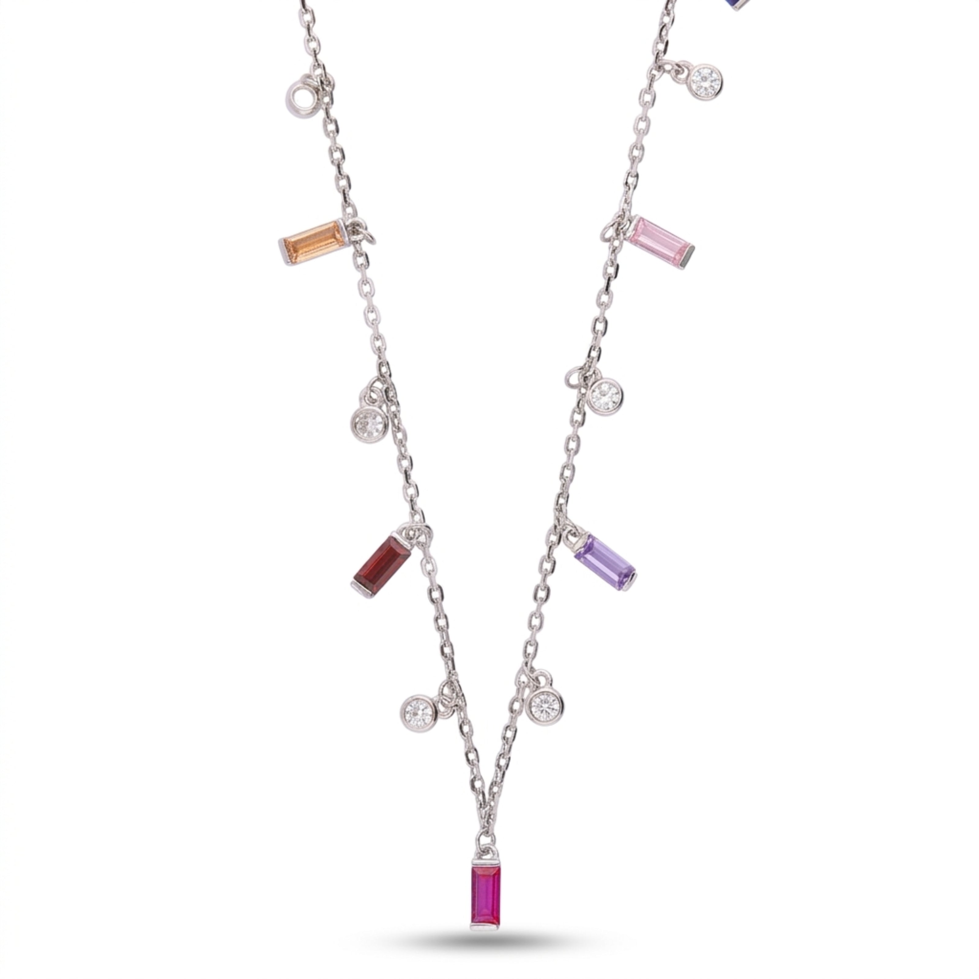 Glimmering Silver Necklace With Stars And Hearts