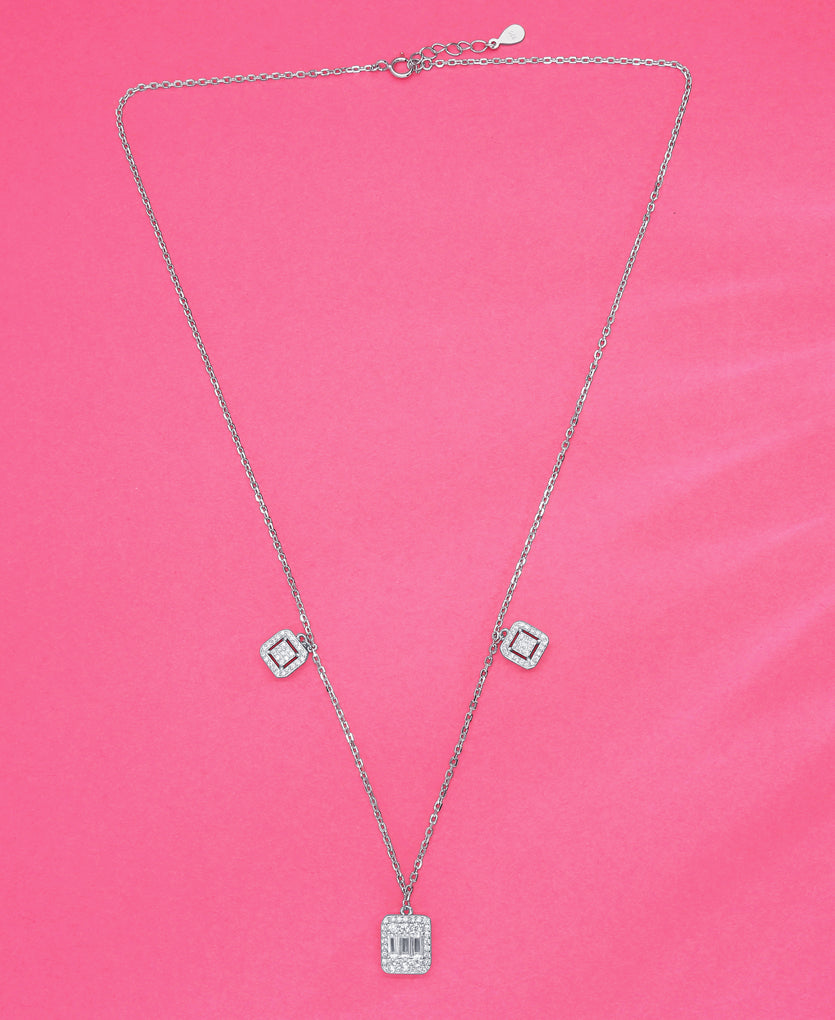 Angular Elegance Silver Chain Pendant