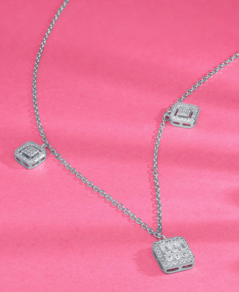 Angular Elegance Silver Chain Pendant