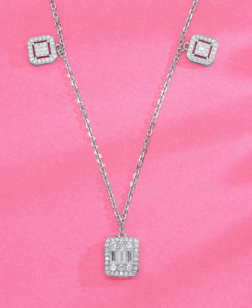 Angular Elegance Silver Chain Pendant