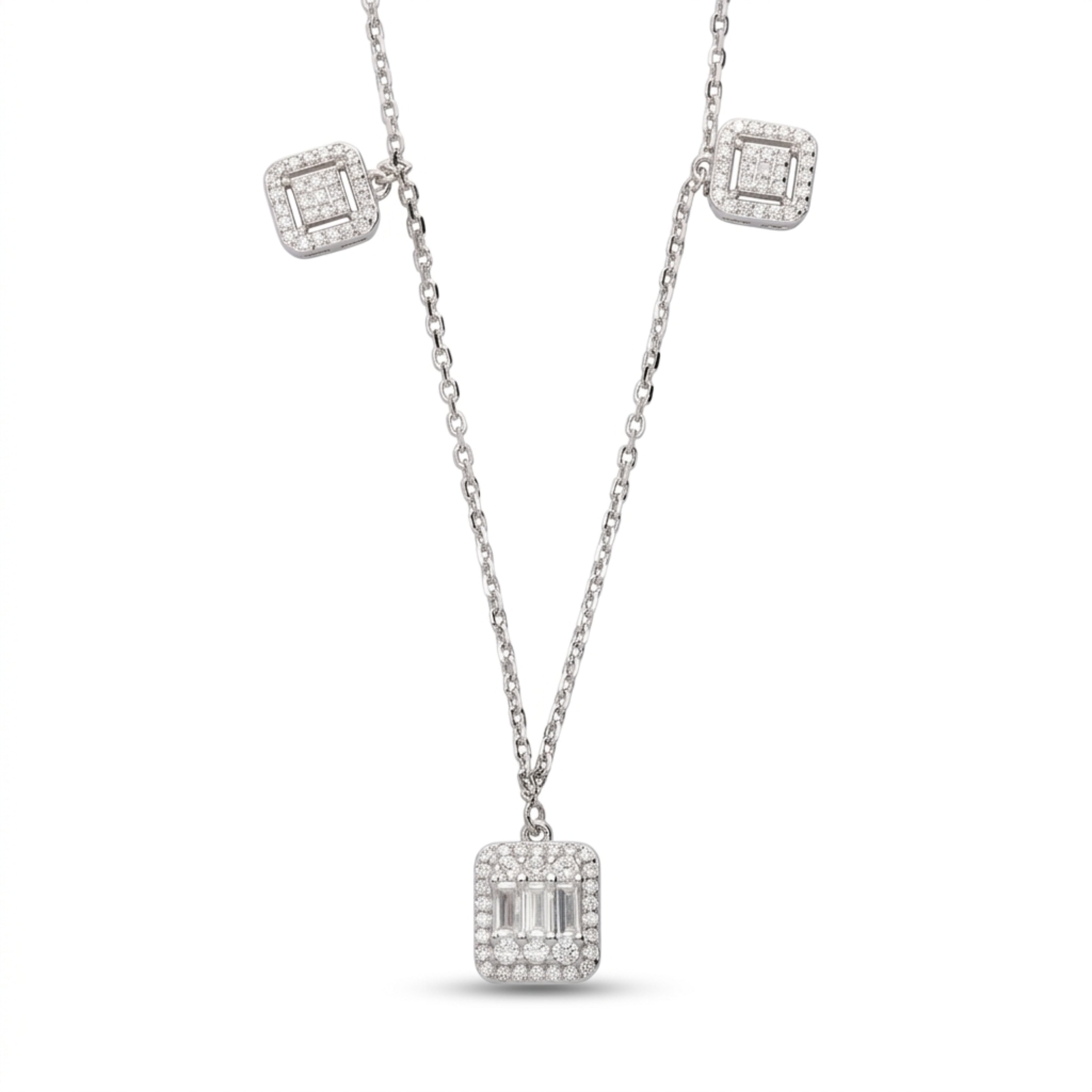 Angular Elegance Silver Chain Pendant