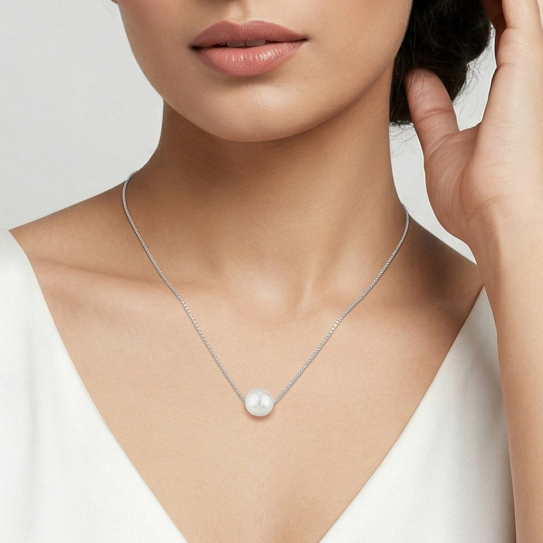 Pure Pearl Silver Modern Necklace