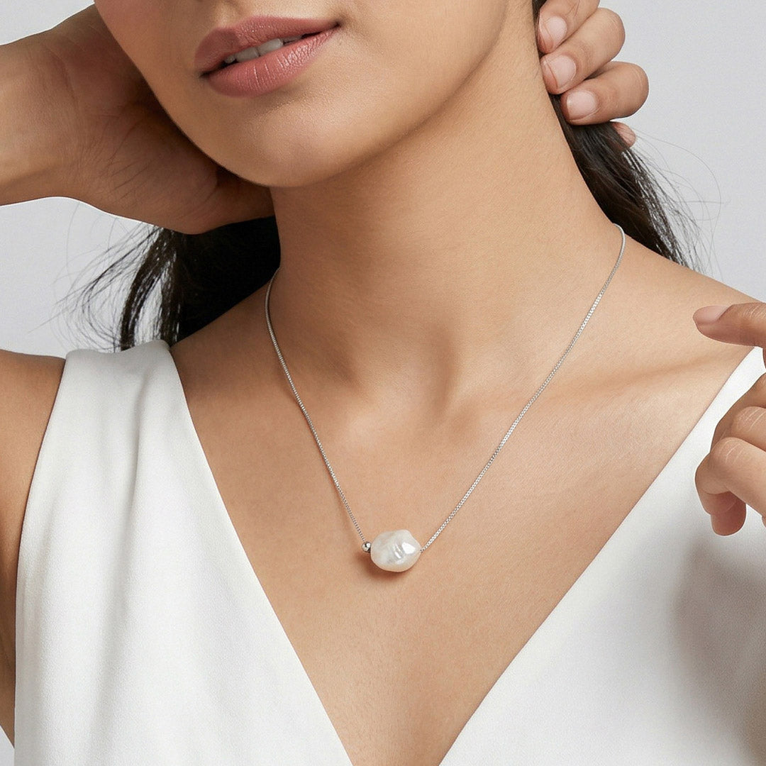 Pearl Radiance Silver Modern Necklace