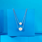 Twin Pearl Silver Multi Layered Necklace