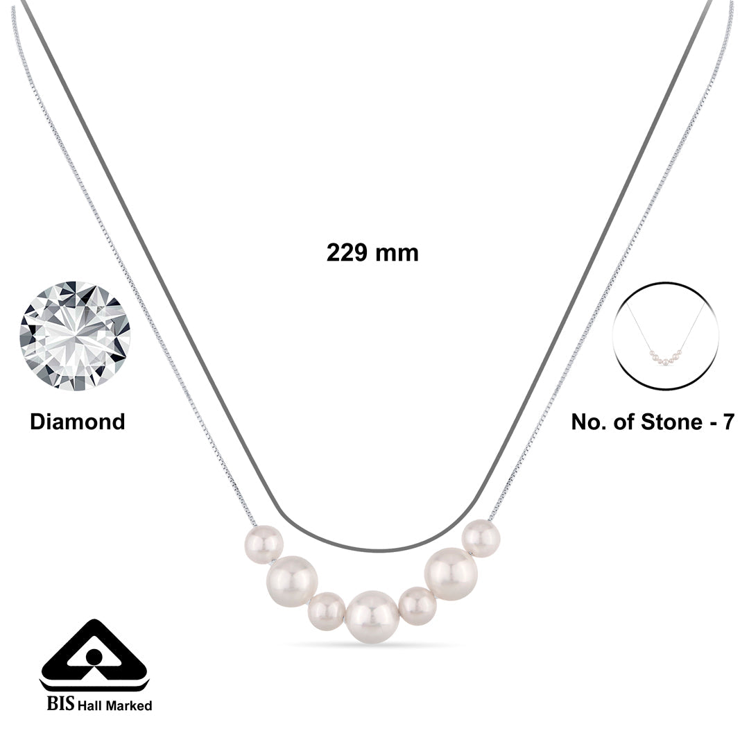 Pearly Glow Silver Modern Necklace