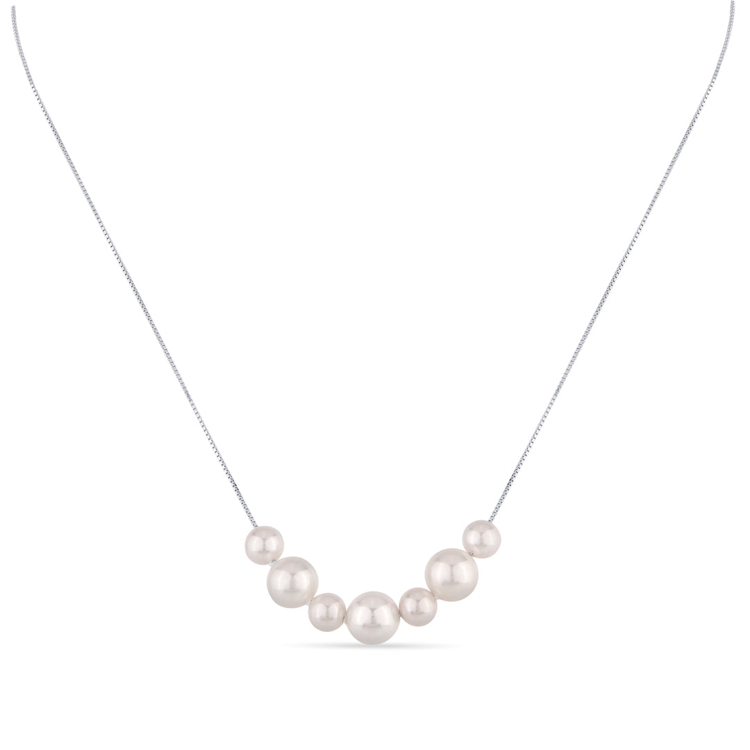 Pearly Glow Silver Modern Necklace