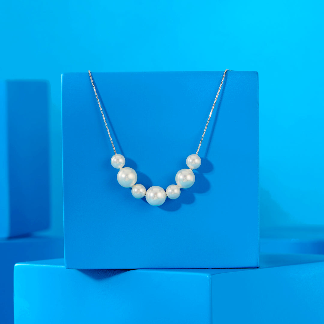 Pearly Glow Silver Modern Necklace