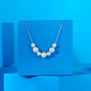 Pearly Glow Silver Modern Necklace